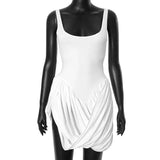 Toloer Women's Summer New Solid Color Sleeveless Vest High Waist Irregular Hem