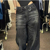 Vintage Black Wash Baggy Boyfriend Jeans-Outfit