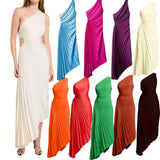 Women's New Fashion Pure Color Casual Temperament Shoulder Collar Folded Empty Dress Dress