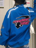 Vintage Embroidered Button-Down Motorcycle Varsity Jacket-Outfit