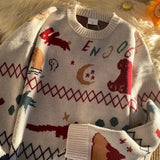 Christmas Sweater Women Clothing Retro Knitted Pullover Kawaii Cartoon Coat Korean Fashion Harajuku JK Loose Jumper Autumn