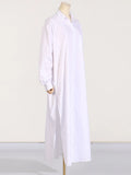 Toloer 2024 New Fashion Casual Wind Lapel Side Fork Design Sense Simple Versatile Long Sleeve Long Shirt Woman-Outfit