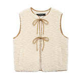 Women's Clothing 2025 Autumn And Winter New Fashion Bow Tie With Velvet Cashmeat Vest