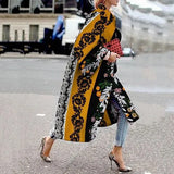 Spring And Autumn Wishebay Long Horn Sleeve Coat Print Loose Wind Coat