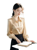 Toloer Luxury High-End Champagne Color Color Color At-Alcoat Dress Female Spring French Polo Collar Acetic Acid-Singing Noodles Professional