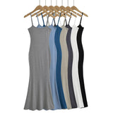 Trendy Women's Dress Hot Girls Sexy Stretch Slim Show Thin Buttocks Halter Skirt Pure Desire Tight Sleeveless Dress-Outfit
