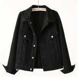 Wishtemu Women's New Denim Jacket Jacket Plus Size-Outfit