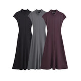 Soft Sleeveless Hanging Shoulder A Word Fan Flute Dress 2025 Spring Collar Body Medium Long Dress Women's