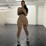 Women's Clothing 2025 Autumn And Winter 2025 New Fashion Hole Long Sleeves Strap With Wool Long