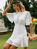 Spring / Summer New Front Piece Lace Dress INS Hem Cuff Lace Fringed Dress-Outfit