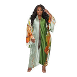 Ups Women Coat Beach Print Floral Long Coats Open Stitch Full Sleeve Loose Casual Elegant Knee Length Outerwear 2024-Outfit