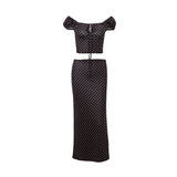 Toloer Women's Clothing Summer New Light Ripe Wind Bare Shoulder Slim Jacket Fashion Wave Dot Temperament Skirt Suit Female-Outfit