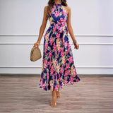 New Temperament Elegant Hanging Neck Swing Big Pendted Dress Dress