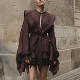 Leaf Lantern Sleeve Dress Women 2025 Summer New Temperament Elegant Simple Casual Fashion Beach