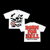 War Girl Graphic Print T-Shirt Y2K Vintage Loose-Sleeved Round-Collar Cotton Top Gothic Street Men's Wear-Outfit