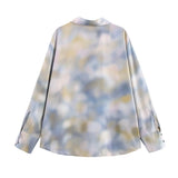Long-Sleeved Top Women's Spring 2025 New Dopamine Color Dizzled Chiffon Sleeve Shirt