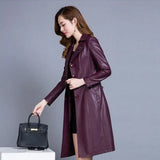 7XL Plus Size Autumn Long Faux Leather Trench Coats Coat Female For Womens Windbreaker Women Parka Abrigo Mujer Overcoat
