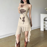 Toloer Summer New Women's Wear Print Slim High Waist Fashion Sling Sexy Backless Dress-Outfit
