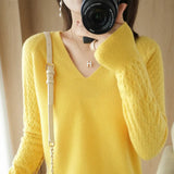 Toloer Out Makes Bottom Unlined Upper Garment Female Autumn Dong New Style Sweater Inside Jacket Long Sleeve Sets Foreign Style Slim V Gets Sweater Female-Outfit