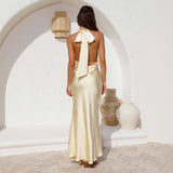 Spring Summer New Women's Sexy Waist Hanging Back Solid Color Sleeveless Dress Dress Dress