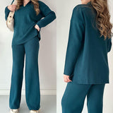 Autumn New Fashion Solid Color Loose Under The Pended Fork Knit Shirt Two Sets Of