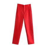 Trousers Slimming Solid Color Pleating Formal