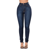 Women's Winter Jeans Stretch Slim Lift Buttocks Pencil Jeans Female Blue Skinny Elastic High Waist Jeans for Women with Big