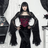 Court Style Vintage Lace Long-Sleeved Blouse Retro Court Style Bra Blouse Girl-Outfit