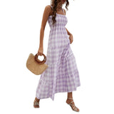 Shooting 2026 New Fashion Stripe Sling Waist Swing Bohemian Dress Women's