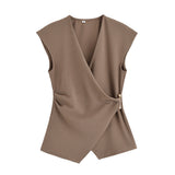 Homemade New Women's Pin-Sleeveless Top Textured Wide-Legged Casual