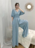 Jumpsuits Woman Dolka Pot High Waist V-neck Chiffon Loose Skinny Elegant