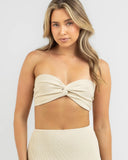 Toloer Women's New Solid Color Sling Twist Knit Short Tight Strapless Back Knit Women-Outfit