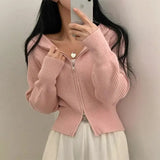 Double-headed Zipper Solid Color Hooded Cardigan-Outfit