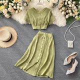 Female Suit 2022 New Single Breasted Slim Wasit Tops and Half-length Skirt Two Piece Sets Womens Outfits