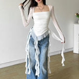 The Autumn Of 2025, The New Women's Hottie Sexy Square Collar Perspective Repair On The Body Of The Mole Side Irregular
