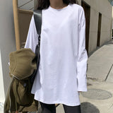 Toloer Style Small Shirt 2024 Autumn Dress New Women's Korean Version Of Pure Color Open Slit Long-Sleeved T-Shirt Female Jacket Bottom Shirt