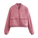 Spring Style Flip Large Pocket Decoration Vertical Collar Loose Jacket Jacket-Outfit