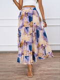 High-End Oil Painting Prints 100-Fold Skirt Fall A Word 100-Fold Skirt