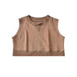 Trend Women's Vest Leisure Sports Style Solid Color Short Style Comfortable Soft Small Tall Yoga Blouse-Outfit