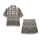 Summer Color Embroidered Shirt 2731088 Embroidered Shorts 2731086-Outfit