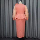 Party Party Wind Pink Dress Fashion Perspective Sleeve High Waist Dress