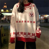 Christmas Sweaters Women Lovely Retro Chic Ulzzang New Loose Sweet Tops Pullover Autumn Winter All-match Daily Knitted