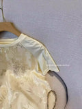 Chinese Style Printed Round Collar Loose T-Shirt 2024 New Fashionable Style Short Summer High-End T-Shirt Girl-Outfit