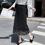 Lace Knitted Half-Body Skirt On Both Sides Of Autumn And Winter, Medium-Long, High-Waisted, Lean-Hip Skirt, One-Step Skirt.-Outfit