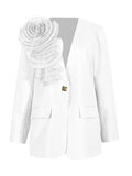 Toloer Spring And Summer New Fashion Temperament V Collar A Button Three-Dimensional Flower Splicing Design Sense Suit Coat Female-Outfit