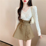 Toloer One Piece Type Button High Waist Show Thin Half Skirt Female Design Sense Small Temperament Small Waist A Word Skirt-Outfit