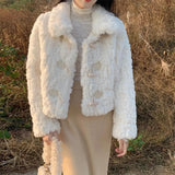 2022 Autumn Winter Cute Fashion Faux Fur Coat Women Thick Warm Soft Plush Fur Jacket Sweet Casual Female Overcoat Young