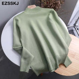 Korean Style Loose Sweater Women Pullover Casual Half Turtleneck Long Sleeve Knit Sweater Female Jumpers solid basic