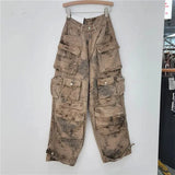 Women Jeans High Waist Camouflage Tie-dye Multiple Pockets Cargo Loose Wide Leg Denim Pants 2024 Summer New Fashion 29L3698-Outfit