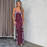 Toloer Summer Women's Vintage Print Premium Slip Dress Evening